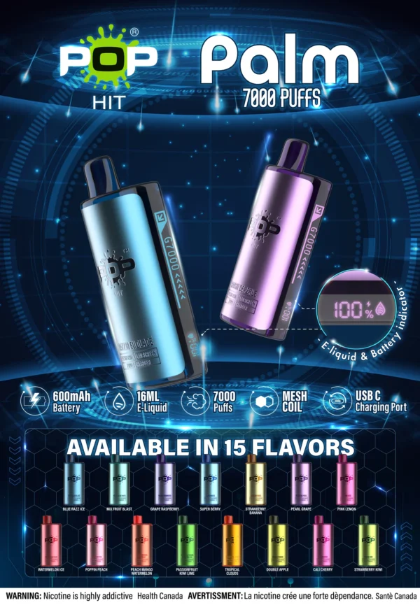 Pop Palm 7000 Disposable Vape – Multiple Flavours